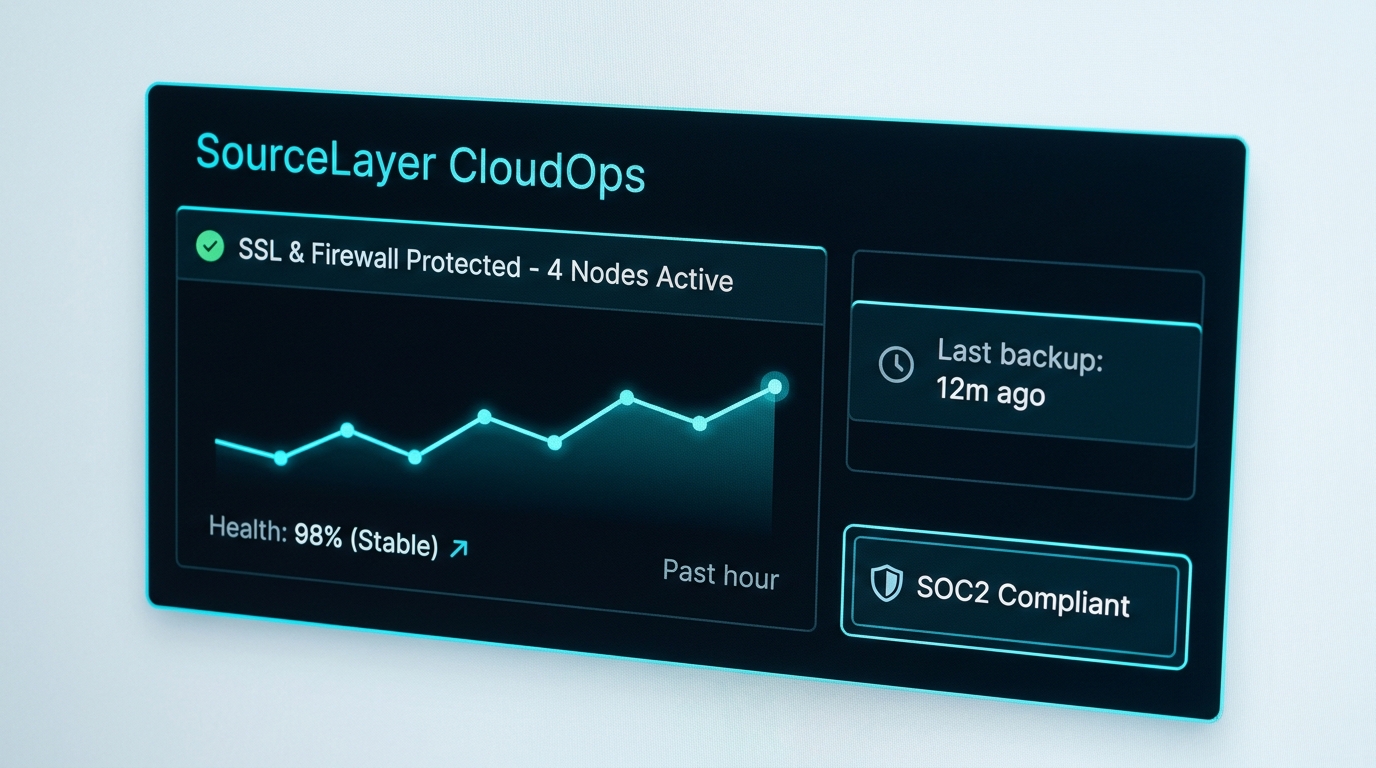 Cloud hosting and security monitoring dashboard